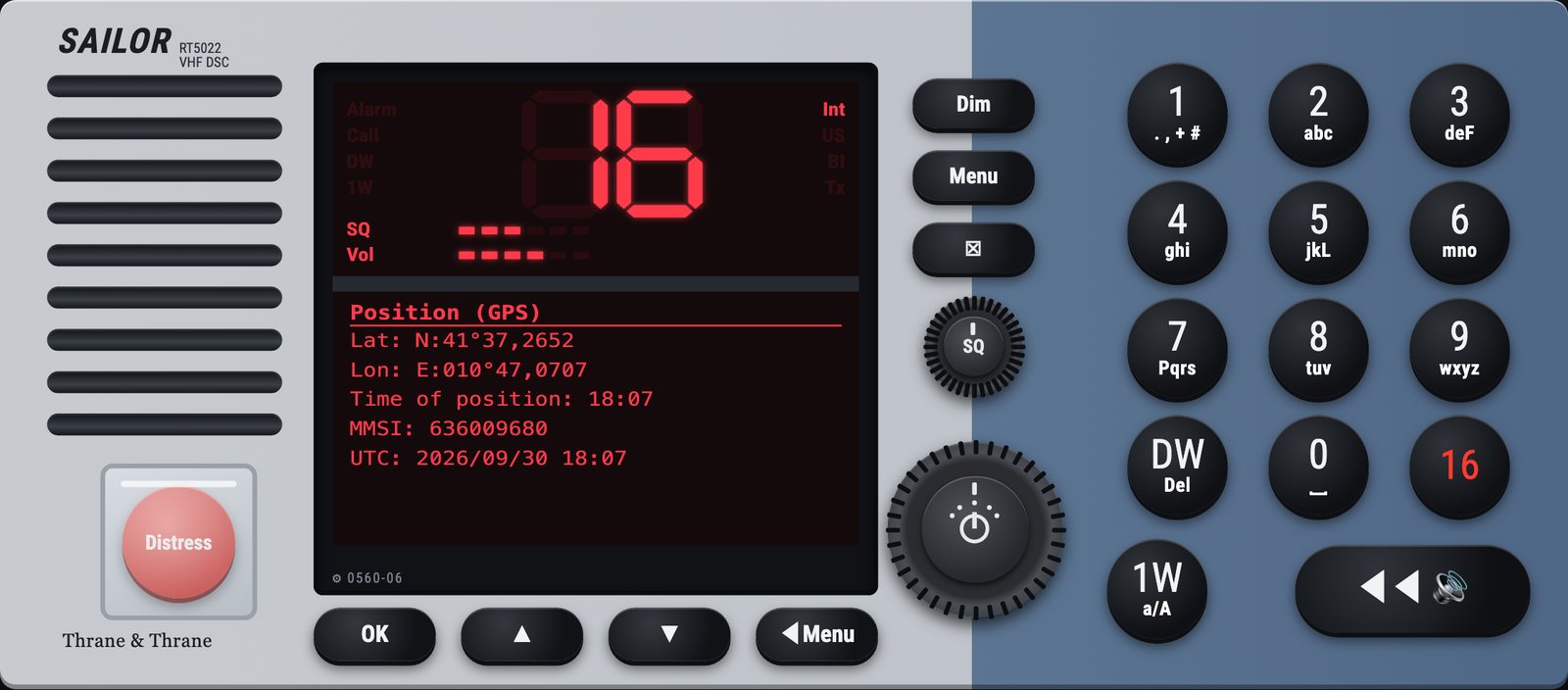 Simulatore SAILOR RT5022 VHF DSC